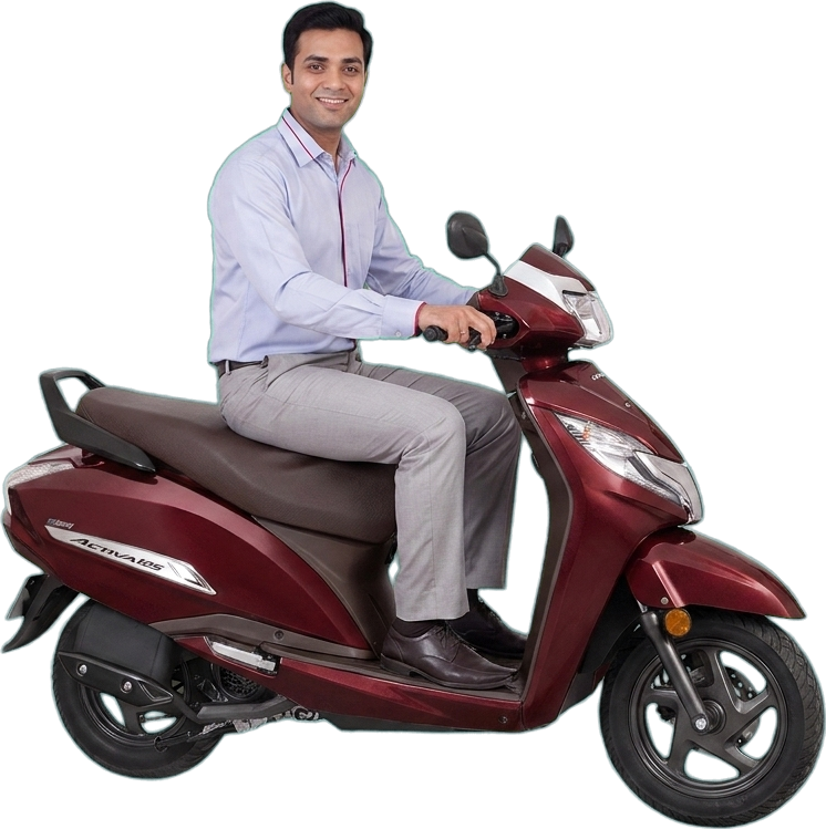 Arjun on a Honda Activa